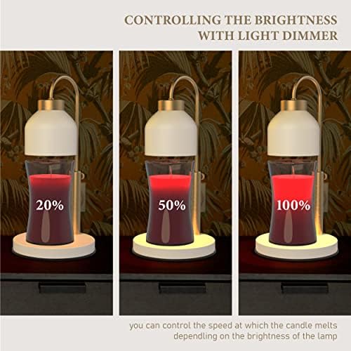 AIKUT Candle Warmer Lamp, with 2 Bulbs,Timer & Dimmer,Compatible with Large Yankee Candle Jars,3 Wick Candles,Height Adjustable Electric Top Candle Melter,White,110-120v - Image 5