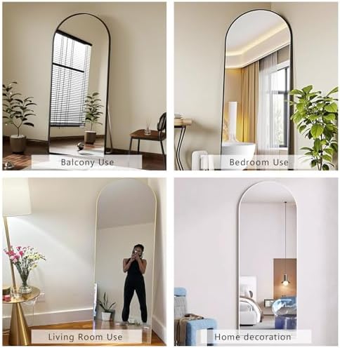 Dewfig Mirror Full Length, 64"X20" Arched Floor Mirror, Black - Image 5