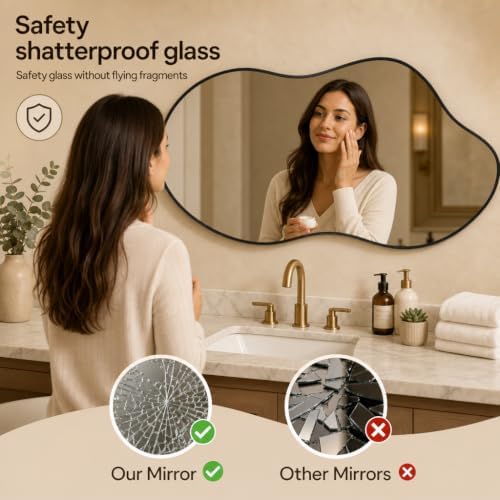 Irregular wall Mirror 26"x46" Black Asymmetrical Mirror - Image 5