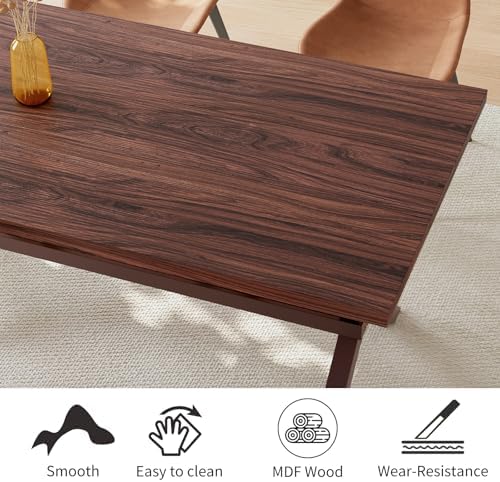HIPIHOM 63" Dining Table and Chairs Set for 4, MDF Table with Sturdy Metal Frame, Comfortable PU Leather Chairs, Kitchen Tables Ideal for Small Dining Areas, Family Meals - Image 3