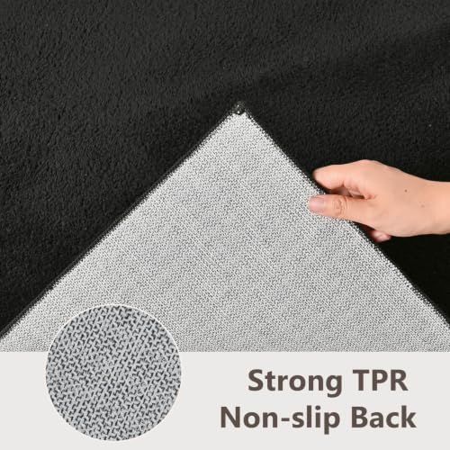 2x3 Black Solid Area Rug Washable Non-Slip Soft for Entryway Front Door - Image 6