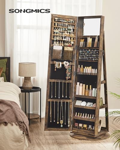 SONGMICS 360° Swivel Jewelry Cabinet, Full-Length Mirror, Lockable - Image 2
