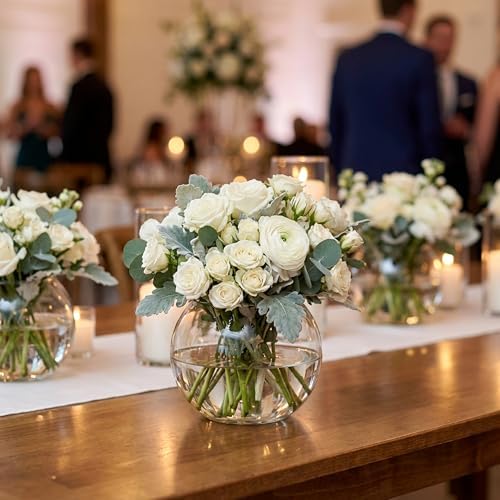 WGV Bowl Glass Vase, Diameter 5.1", Height 3.75", Open Width 3", (Multiple Sizes Choices) Clear Bubble Planter Terrarium Fish Bowl for Wedding Event Home Decor, 1 Piece (VBW0005) - Image 4