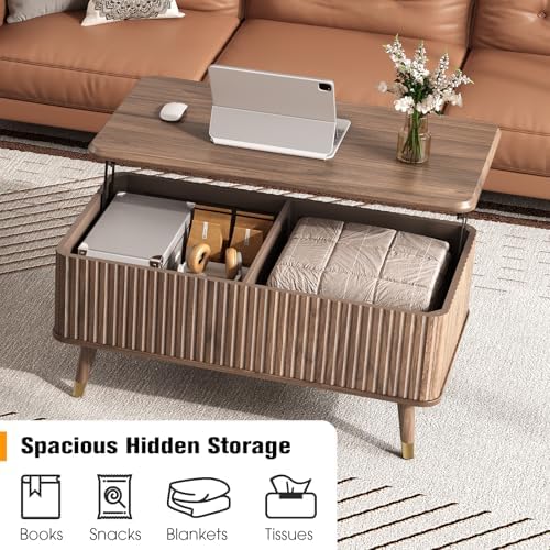 JOINICE 38" Lift Top Coffee Table with Storage for Living Room,Walnut - Image 3