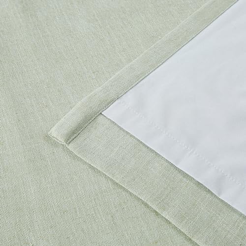 Vision Home Soft Green Pinch Pleated Full Blackout Curtains Linen Blended Room Darkening Curtain Panels 112 inch for Living Room Bedroom Thermal Insulated Pinch Pleat Drapes with Hooks 40" Wx112 Lx2 - Image 6