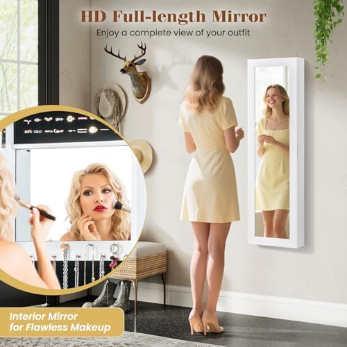 GIANTEX Wall or Door Mounted Jewelry Cabinet with Full Length Mirror - Image 3