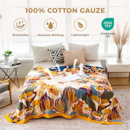 LUTBM Boho Throw Blanket for Couch 50"x60", 100% Cotton Fall Bed Blankets - Image 3