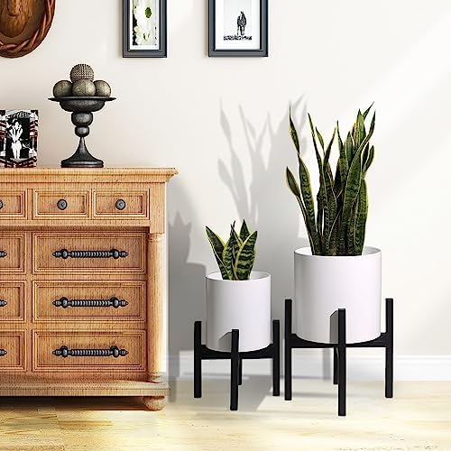 12 inch & 10 inch Plant Pot with Stands Set of 2 with Drainage Plug - Image 3