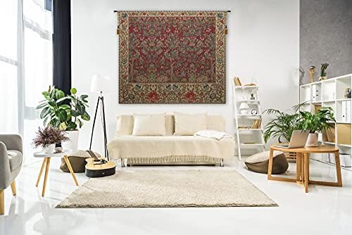 William Morris The Tree of Life Forest Red Tapestry Wall Hanging 68 x 81 in - Image 5