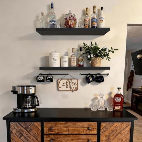 BAYKA Black Floating Shelves 35.4in, Set of 2, Wall Mounted for Wall Decor - Image 2