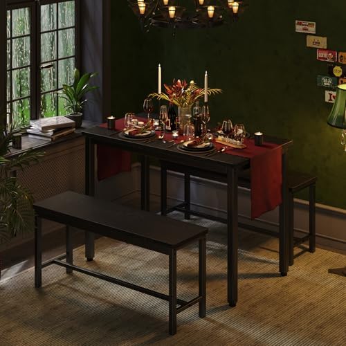 Tatub Dining Table Set for 4, 3-Piece Kitchen Table with 2 Benches - Image 6