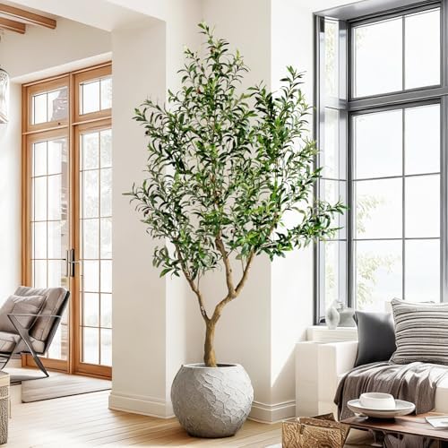 Erimda 7FT Faux Olive Tree with Tall Exquisite Planter Artificial Olive Tree Tall, Potted Fake Olive Plant with 1710 Real Touch Leaves, Indoor Outdoor Home Garden Office Decor - Image 4