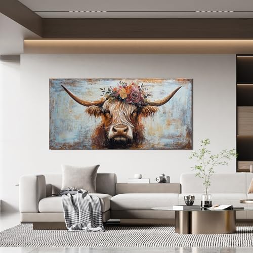 Canvas Wall Art Decor Wall Art Picutures for Living Room Artwork for Wall Decor Highland Cow Wall Art Prints Vintage Wall Art Decorations Art Work for Walls Home Bedroom Office Decor 20" X 40" - Image 6