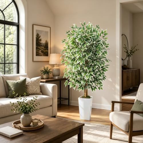 GTIDEA 6FT Ficus Tree Artificial, Fake Indoor Plants with Tapered Planter - Image 4