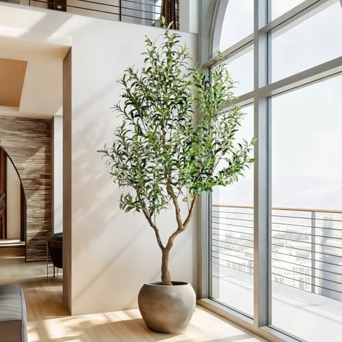 Erimda 7FT Faux Olive Tree with Tall Exquisite Planter Artificial Olive Tree Tall, Potted Fake Olive Plant with 1710 Real Touch Leaves, Indoor Outdoor Home Garden Office Decor - Image 5