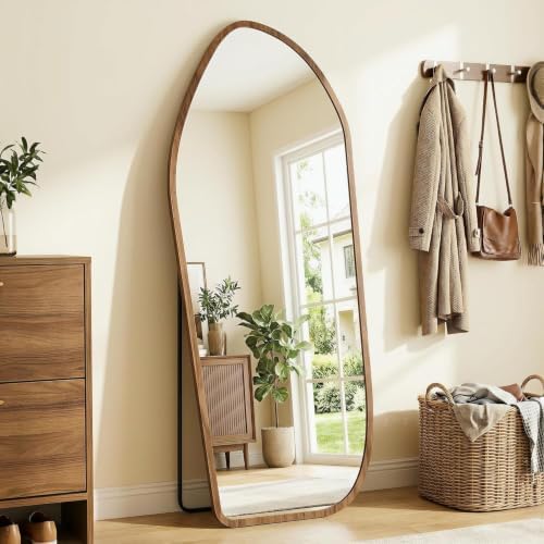 Suidia Full Length Mirror, Oversized Floor Mirror with Solid Wood Frame, Large Standing Mirror for Bedroom Living Room, Wood Art Style, Dark Walnut, 69" L x 26" W - Image 2