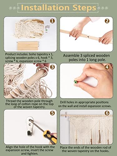 ANPHSIN Extra Large Macrame Wall Hanging, 70.8x39in, Includes Rod - Image 7