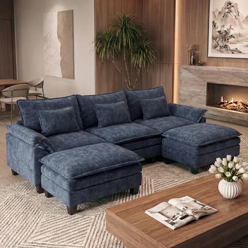 URRED Oversized Modular Sectional Sofa，Blue：122" U Shaped by URRED