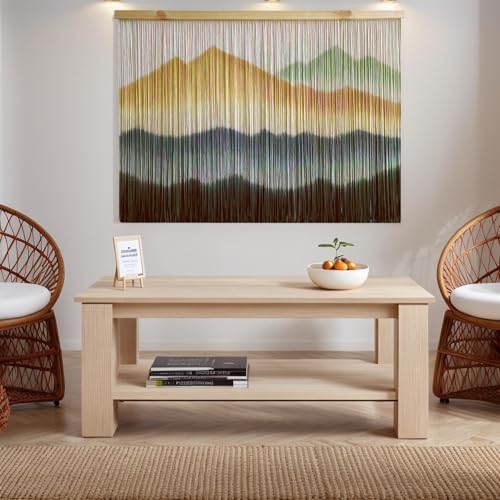 laddawan Extra Large Macrame Wall Hanging Dip-Dyed Tapestry Modern Wooden Home Wall Art For Living room Boho Handmade Wall Decor For Bedroom (Coffee) - Image 2
