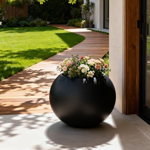 Large Round Planter,Planters for Indoor Plants & Outdoor,Durable Plastic Material Sphere Planter with Drainage Hole & Rubber Plug Weather Resistant,Plant Pot - Image 6