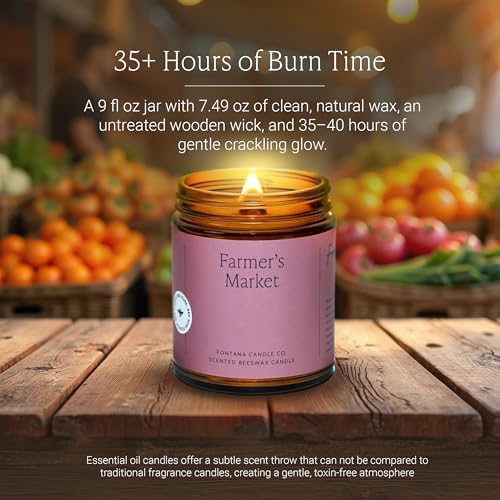 Fontana Candle Co Wood Wick Beeswax Candle, Farmer's Market - Image 3