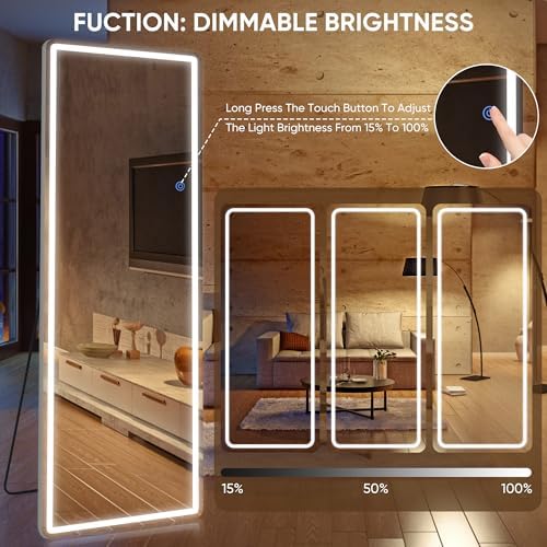 Antok 56"x20" LED Full Length Mirror, Lighted Floor Mirror, Rect - Image 5