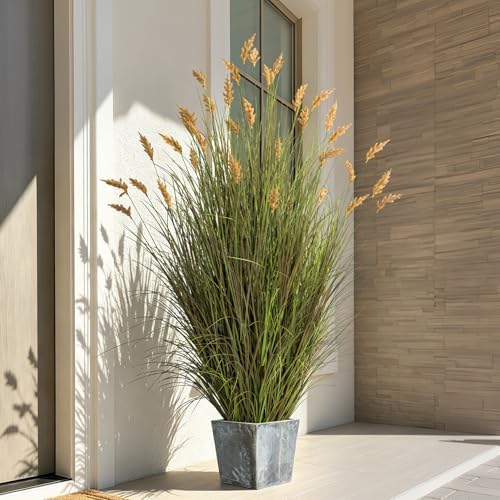 Lifelike Faux Plastic plantas Synthetic Pampas Grass Indoor Outdoor Realistic Floor Plants pet Friendly Artificial Grass for Home Office Wedding Patio Front Fake Grass Decor Housewarming Gift - Image 7