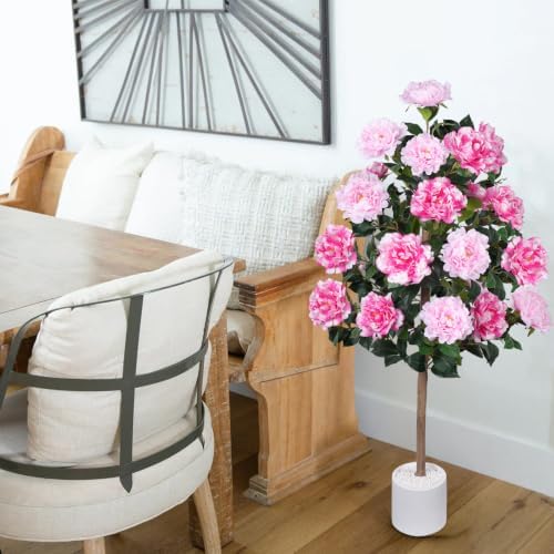 2 Pack 4FT Artificial Peony Tree, Fake Pink Trees for Outdoors Decor - Image 5