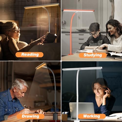 Airlonv LED Desk Lamp with Clamp, 17" Stepless Dimming Light, Orange - Image 5
