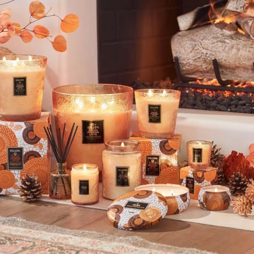 Voluspa Spiced Pumpkin Latte Large Scented Candle Jar 18 Oz, 100 Hr Burn - Image 6