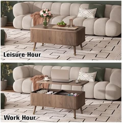 JOINICE 38" Lift Top Coffee Table with Storage for Living Room,Walnut - Image 5