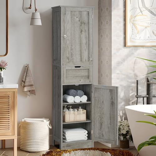 Iwell 66.9" Tall Bathroom Storage Cabinet with 2 Doors & 1 Drawer - Image 5