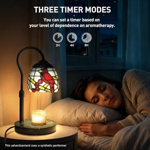 Cardinal Tiffany Candle Warmer Lamp, Adjustable Height Marble - Image 3