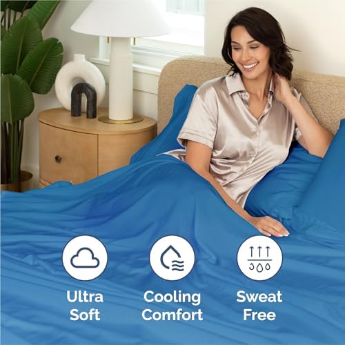 King Size 4 Piece Sheet Set - Breathable & Cooling Sheets - Royal Blue - Image 4
