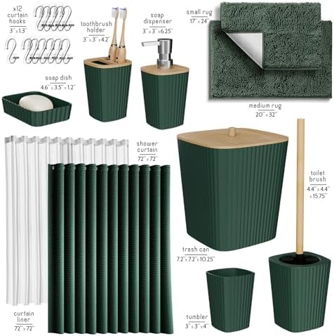 Clara Clark Bathroom Set, Bathroom Sets with Shower Curtain and Rugs - Image 2