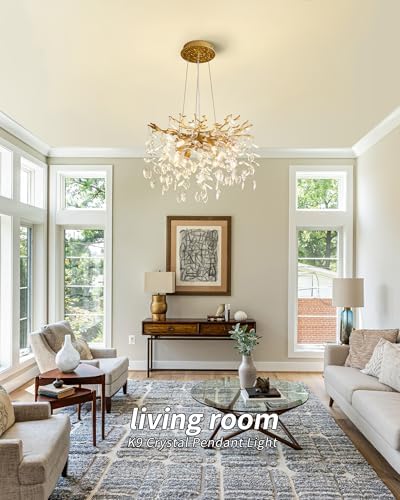 Modern Tree Branch Crystal Chandelier Luxury Gold Crystal Pendant Lighting 18" Contemporary 6-Light Chandeliers for Dining Room Kitchen Bedroom Living Room - Image 5