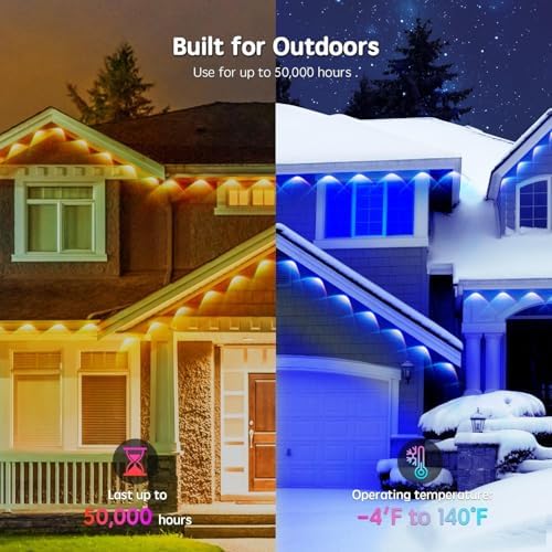 100FT Permanent Outdoor RGB Lights,IP67 Waterproof Smart LED Eaves Lights with App/Remote Control,for Christmas and All Holiday Decor,Daily and Accent Lighting,House Roof and Garden Lighting - Image 4