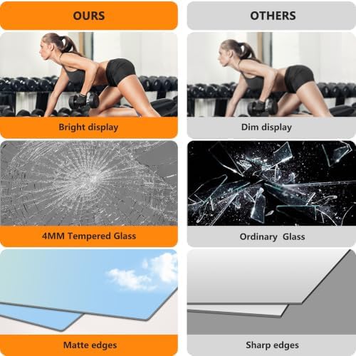 Home Gym Mirror for Wall, 50x25x2PCS Frameless Full Length Mirror, Silver - Image 6