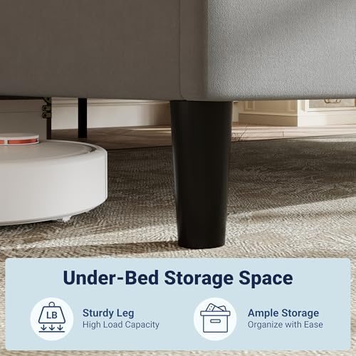 Allewie King Size Platform Bed Frame with Velvet Upholstered Headboard - Image 5