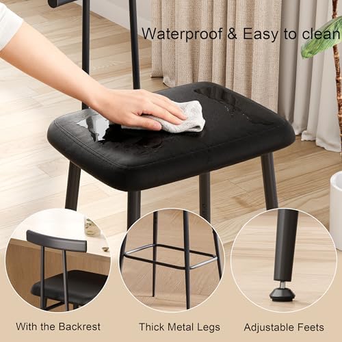 Black Bar Stool Set of 2,Tall Meta Black Barstools,Counter Bar Height Stool - Image 5