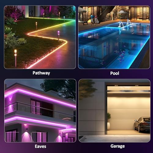 400FT Outdoor RGB LED Strip Lights, IP65 Music Sync Led Lights with App Control and Remote,Color Changing Waterproof Led Rope Lights for Outdoor, Balcony, Roof, Garden, Stairs - Image 6
