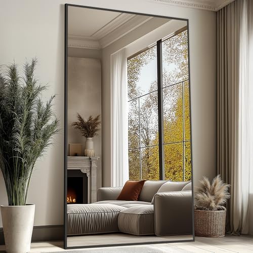 Mirrorons 82"x44" Black Full Length Mirror, Large Floor Mirror with Stand - Image 3