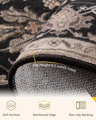RELEANY Washable Area Rug, 5'x8', Black/Neutral - Image 2
