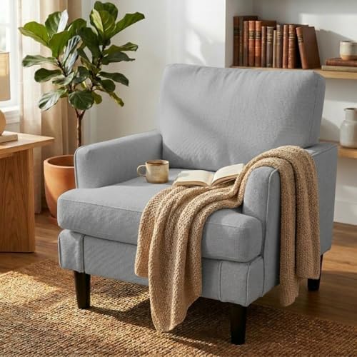 Kromax Accent Chair for Living Room, No Screws Assembly Required, Grey by KROMAX