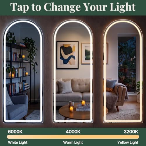 16"x60" Arched Full Length Mirror with Lights, Standing Mirror - Image 4