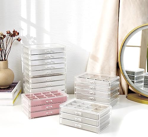 ProCase Earring Holder Organizer Jewelry Box with 5 Drawers, Grey - Image 5