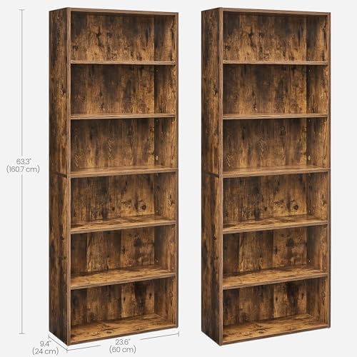 VASAGLE Set of 2 6-Tier Open Bookshelves, Adjustable Storage Shelves - Image 3