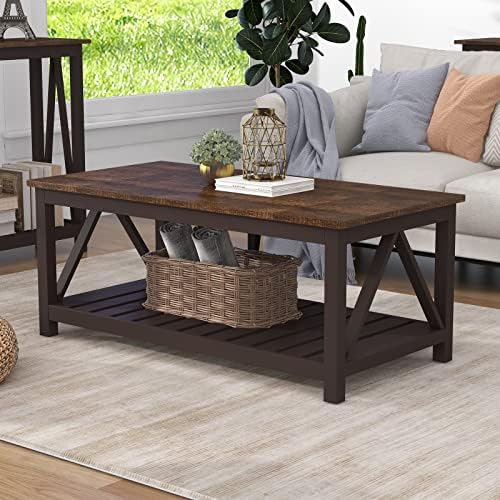 ChooChoo 40" Farmhouse Coffee Table with A-Frame Design for Living Room by ChooChoo