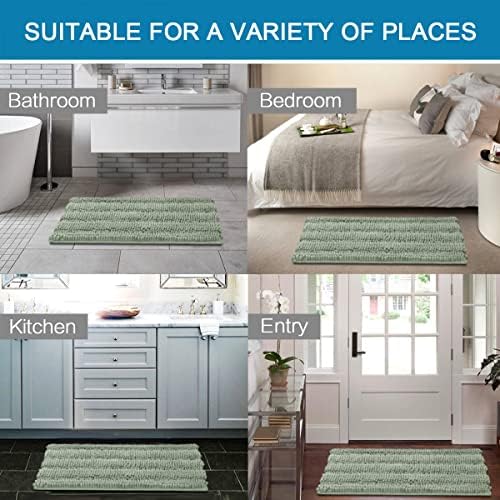 H.VERSAILTEX Bathroom Rugs Bath Mats Sets Super Absorbent Chenille Striped Bath Mats Non Skid Machine Wash Dry Rugs for Bathroom Floor Set of 2(Sage, 24 x 36 Plus 20 x 32 - Inches) - Image 6