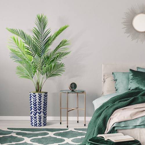 Artificial Tree in Modern Pattern Planter, Fake Areca Tropical Palm Silk Tree for Indoor and Outdoor Home Decoration - 66" Overall Tall (Plant Pot Plus Tree) - Image 5